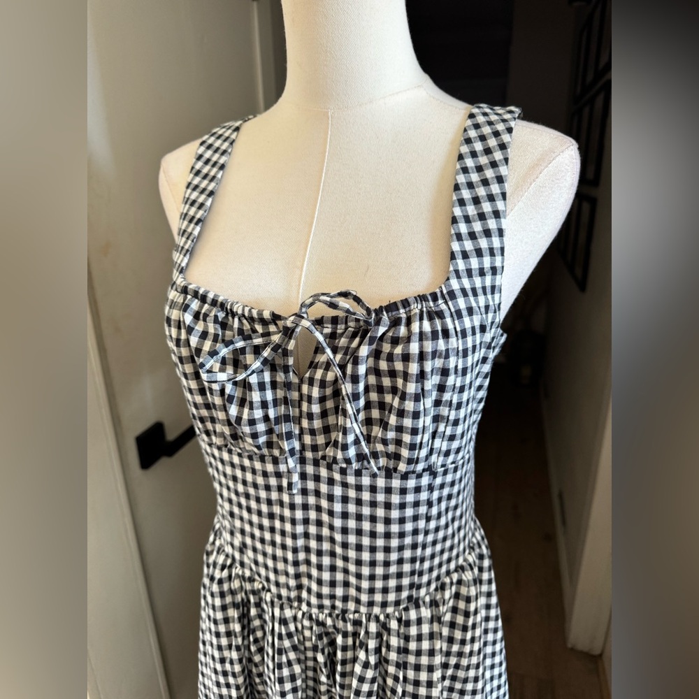 Avec Les Filles Gingham Ruched Midi Dress Sz 8 NWT - Picture 5 of 11